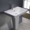Rectangular White Ceramic Pedestal Sink